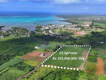Prime Land for Sale – Roches Noires, Point des Lascar, Mauritius .Land Size: 13 Arpents