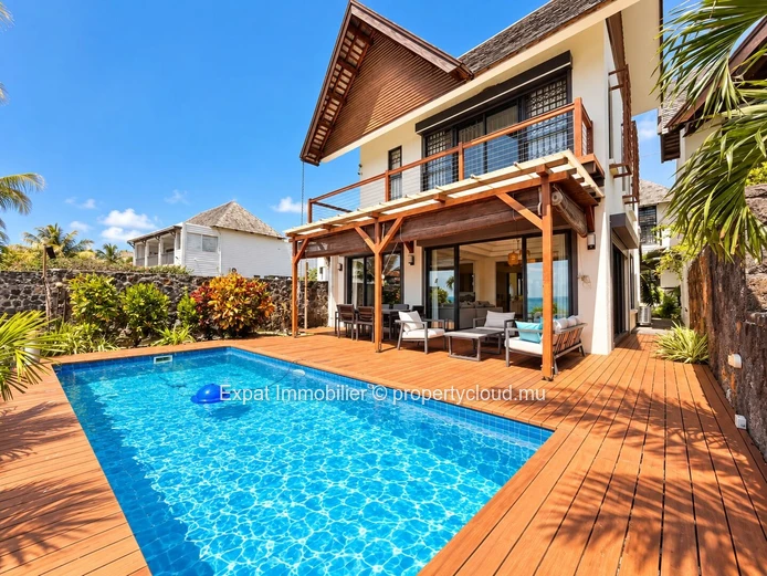 Exceptional 3-Bedroom Beachfront Villa with Office & Breathtaking Coin de Mire Views – Pointe aux Canonniers