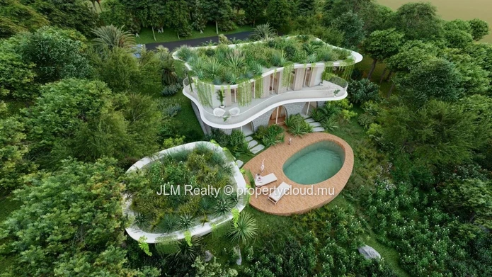 Stunning Bioclimatic Villa with Green Roof and Sea View for Sale in Baie du Cap, Mauritius