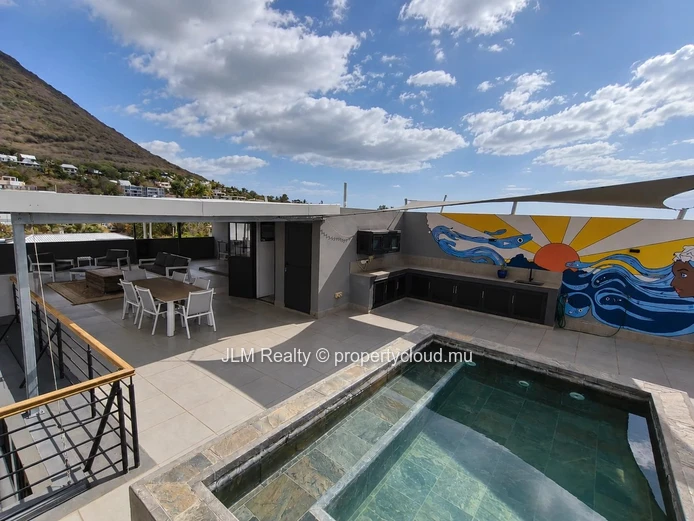 Penthouse for Sale in Tamarin, Mauritius – Private Rooftop with Pool and Panoramic Sea & Mountain Views