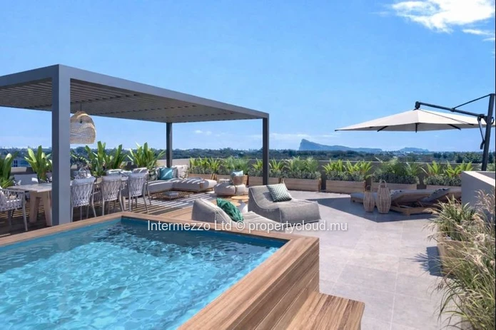 Luxury Penthouse in Grand Baie – 3 Bedrooms, jaccuzzi,145 m² Living Area, 145 m² Rooftop Terrace – Priced at Rs