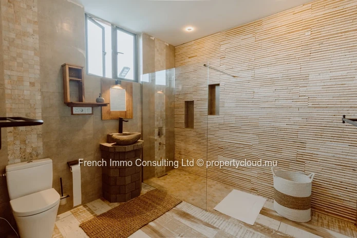 Superbe villa style chalet, 4 chambres en suites, piscine et jardin a grand baie chemin 20 pieds
