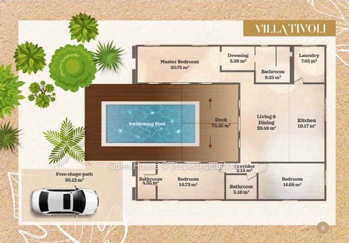 Architect-designed villa reserved for Mauritians. 3 bedrooms with ensuite bathrooms, swimming pool.