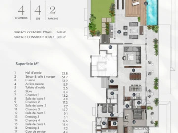 Penthouse de 4 Chambres