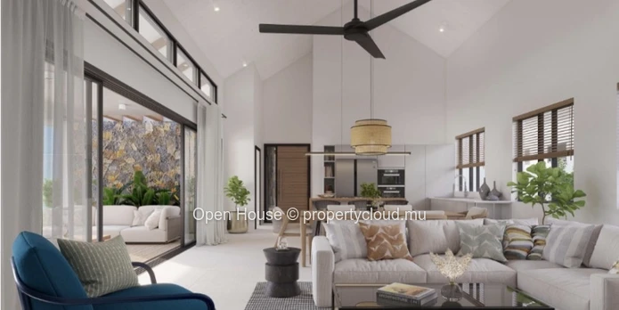 VILLA PDS à vendre à Grand Baie, 206m² habitables, 653m² de terrain, 3 chambres, piscine privée, accessibles aux étra...