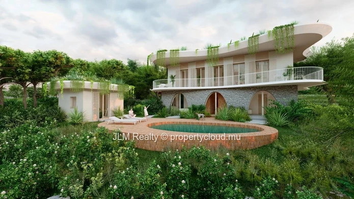 Stunning Bioclimatic Villa with Green Roof and Sea View for Sale in Baie du Cap, Mauritius