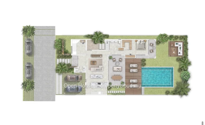 PDS villa for sale in Calodyne, 147m² living space, 267m² land, 4 bedrooms, private pool, close to shops and beach. P...