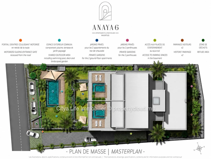 Appartement 3 chambres de 183m² avec piscine à Tamarin