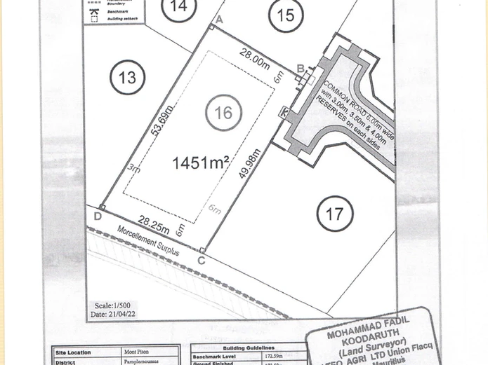 For sale: Prime land of 1451m2 in the prestigious and secure Mont Piton II Residential Estate.