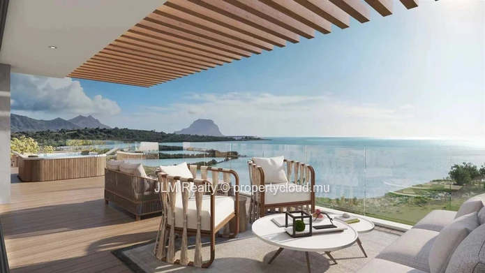 Superb penthouse for sale in a beachfront residence overlooking Le Morne Brabant located in Black Ri