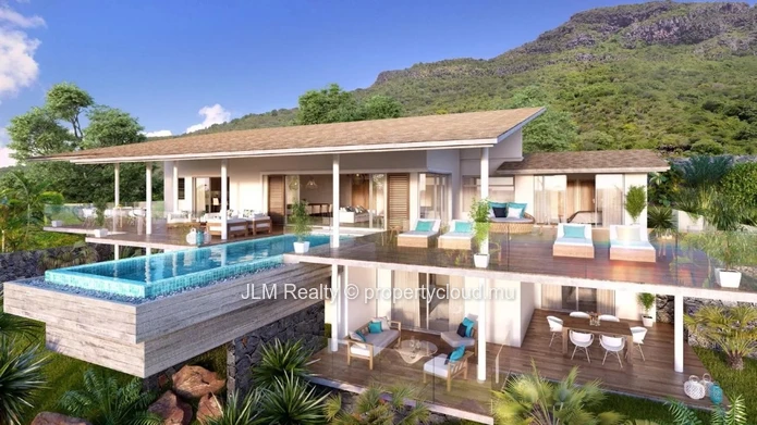 Villa de prestige à vendre à Rivière Noire, Île Maurice, avec vue exceptionnelle sur la mer et la montagne du Morne