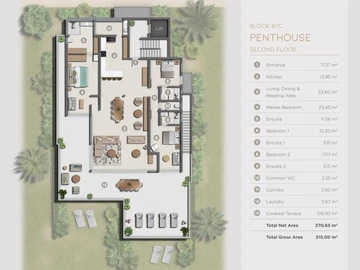 Penthouse de 3 Chambres