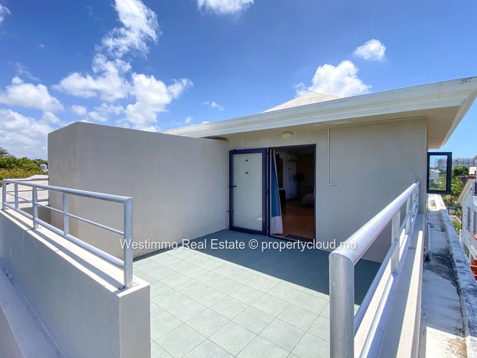 Long-term rental: Furnished studio with terrace and sea view for rent in Grand Gaube, Mauritius.