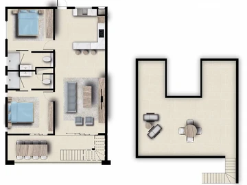 Penthouse de 2 Chambres