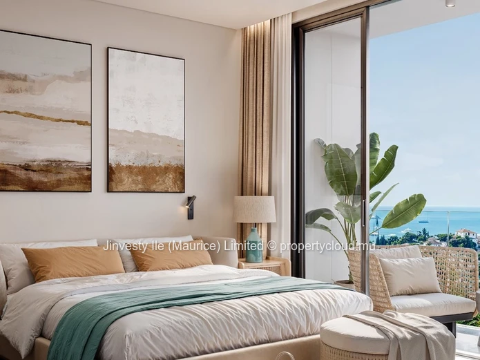 JINVESTY ILE MAURICE : prix direct promoteur The Deck 2 chambres au 4e étage terrasse vue mer et Coin de Mire Lot 416...