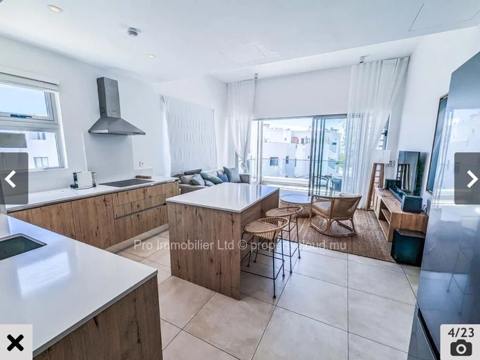 An exquisite 3-bedroom beachfront apartment available for rent on the first floor in the scenic Grand Gaube North.