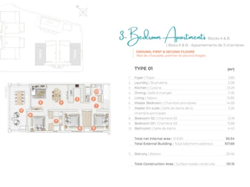 Appartement de 3 Chambres
