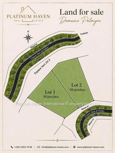 2 PRESTIGE LOTS | DOMAINE PALMYRE | Rs0 each or 1 Arpent at Rs