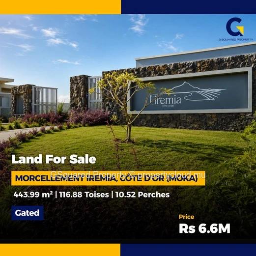 Terrain 444 m² - complexe résidentiel fermé à Côte d'Or (Moka)