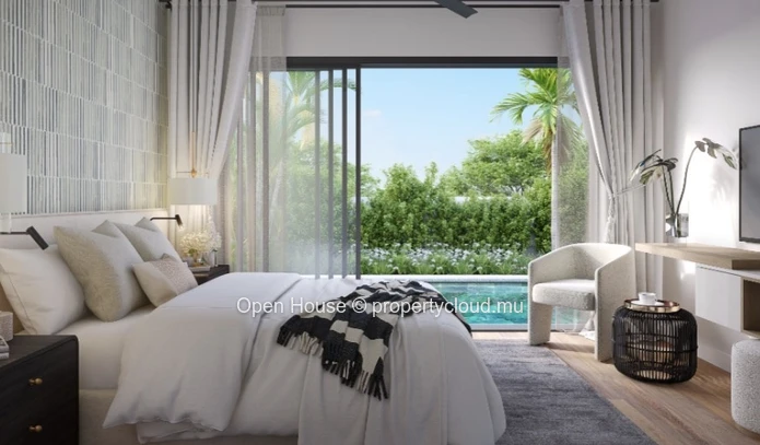 VILLA PDS à vendre à Grand Baie, 206m² habitables, 653m² de terrain, 3 chambres, piscine privée, accessibles aux étra...