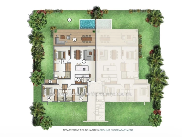 Appartement 3 chambres en rez-de-jardin – Résidence pieds dans l’eau à Balaclava