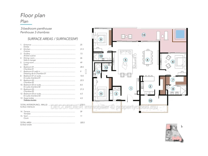 Penthouse with beach access and hotel services, accessible to foreigners.