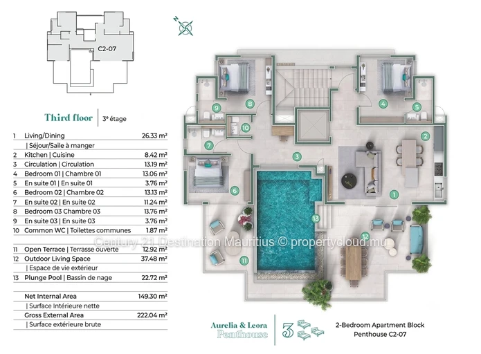 Solaya Belle Mare Mauritius Luxury Penthouse With Private Pool For Sale