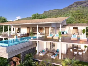 Villa de prestige à vendre à Rivière Noire, Mauritius, avec vue exceptionnelle sur la mer et la montagne du Morne