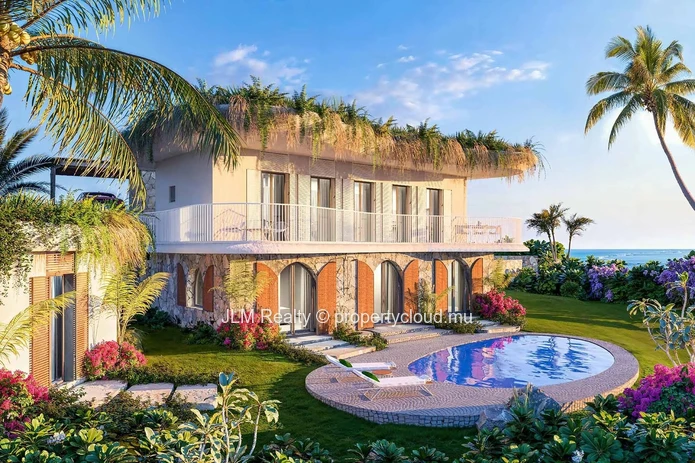 Stunning Bioclimatic Villa with Green Roof and Sea View for Sale in Baie du Cap, Mauritius