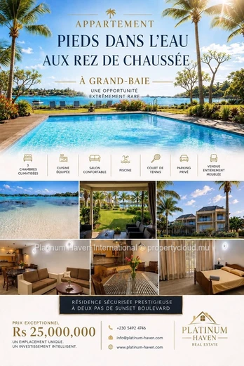 Grand Baie Beachfront 3-Bed Apartment – 200 m²