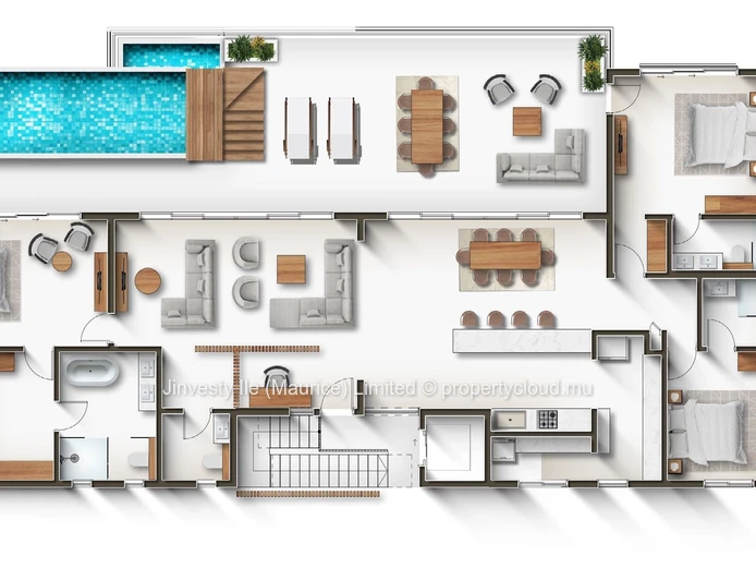 JINVESTY MAURITIUS : direct Promotor Alexandrite penthouse with private pool and terrace in Mauritius0 MUR 335.98 m²