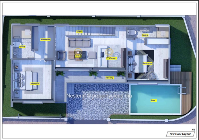 Villa moderne de 3 chambres en construction