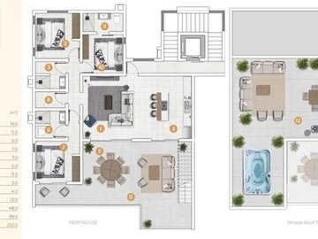 Penthouse de 3 Chambres