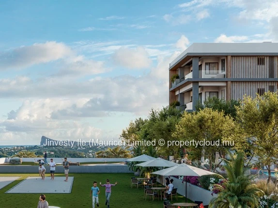 JINVESTY ILE MAURICE : Prix direct promoteur The Deck Grand Baie 2 chambres avec vue mer depuis la terrasse Lot 110  ...