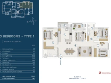 Appartement de 3 Chambres