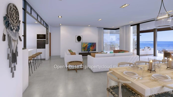 Exceptional 233m2 penthouse in Rivière Noire. Magical sea view. 4 bedrooms, private pool.