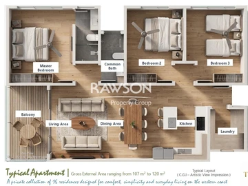Appartement de 3 Chambres