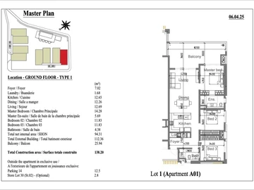 Appartement de 3 Chambres