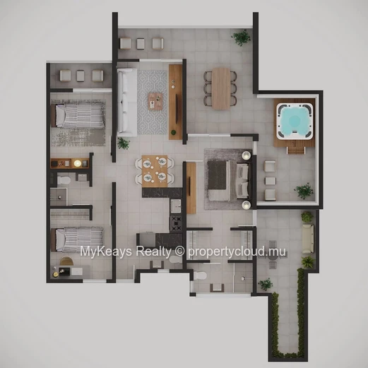 Penthouse contemporain de 176 m² à Flic en Flac