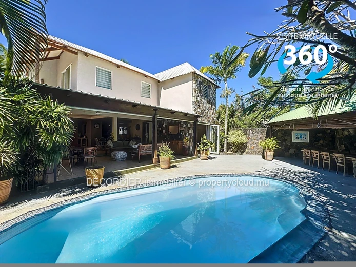 Large contemporary house with swimming pool and garden