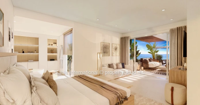 Appartement R+2 à vendre à Balaclava dans le secteur de Baie du Tombeau, 180m², vue mer, piscine commune, parking séc...