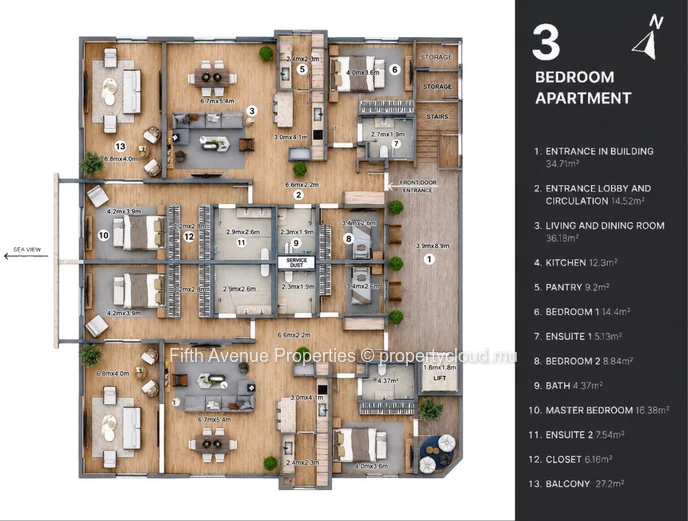 La Preneuse – 3-Bedroom Apartment – Sea View & Beach Access