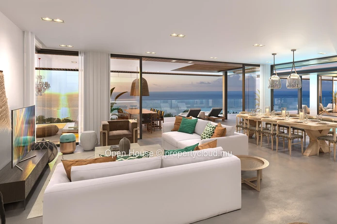 Exceptional 233m2 penthouse in Rivière Noire. Magical sea view. 4 bedrooms, private pool.