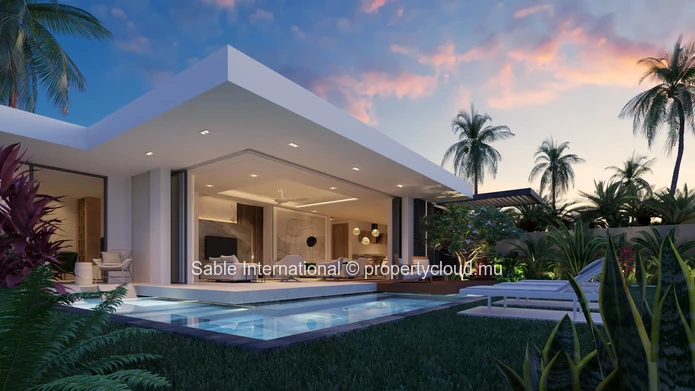 Villa PDS à vendre, Grand Baie, 220m² habitable, 330m² terrain, 3 chambres, piscine privée, proche écoles et commerces