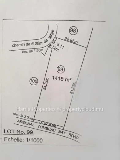 Terrain de 1418m2 à vendre dans le Morcellement Domaine Les Cascades, Arsenal (Mandat exclusif)