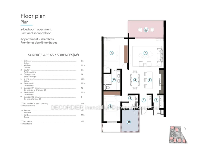 Appartement avec accès à la plage et services hôteliers, accessible aux étrangers.