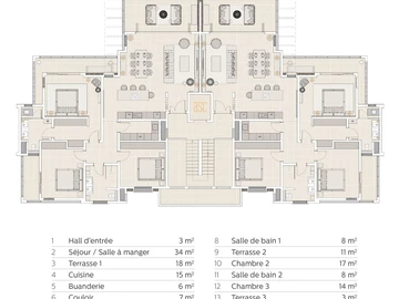 Appartement de 3 Chambres