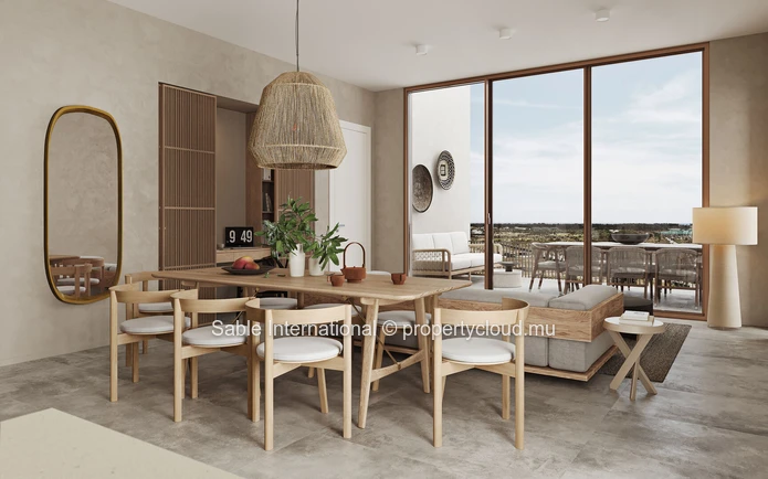 Appartement R+2 à vendre à Grand Baie, 152m², 3 chambres, vue mer, proche commodités, climatisé, ascenseur.