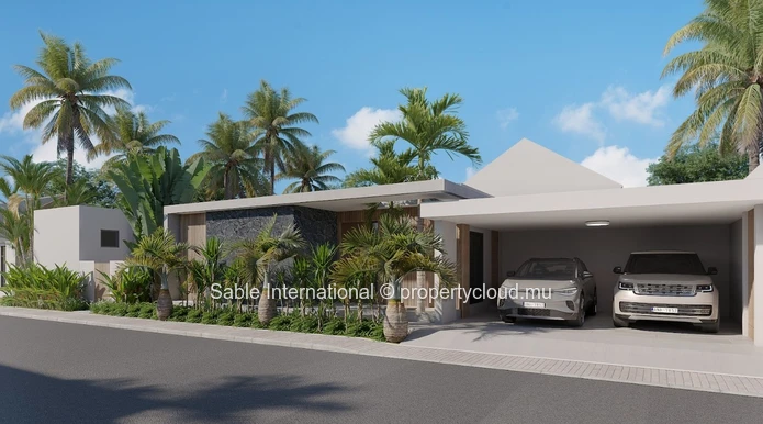 Villa RES à vendre à Petit Raffray, 246m² habitables, terrain de 623m², 3 chambres, piscine privée, parking, jardin