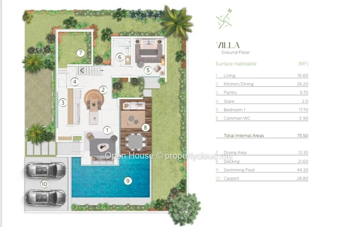 VILLA MAURICIEN à vendre à Péreybère . Surface habitable 150m², terrain 380m², 3 chambres, piscine privée(4x8). Proch...